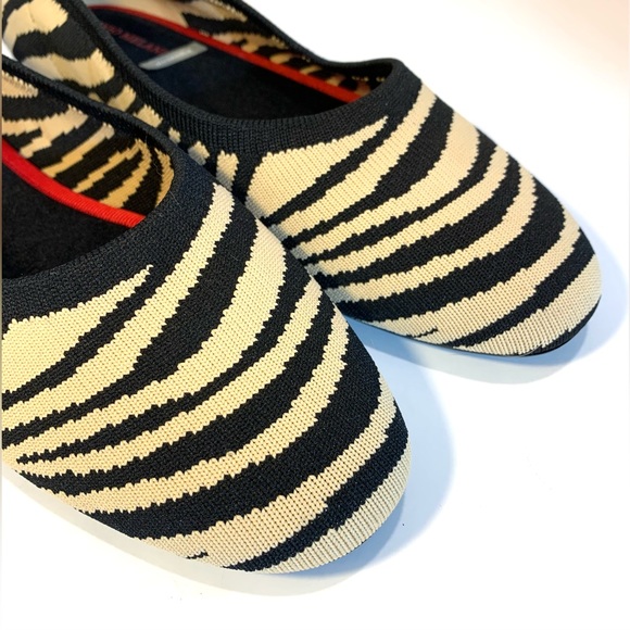 Antonio Melani Briissaa-A Black Tan Zebra Knit Flats Sz 11M - Picture 3 of 10